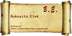 Bukovits Elek névjegykártya