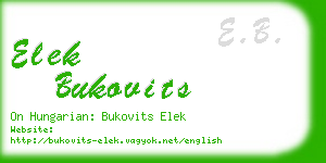elek bukovits business card